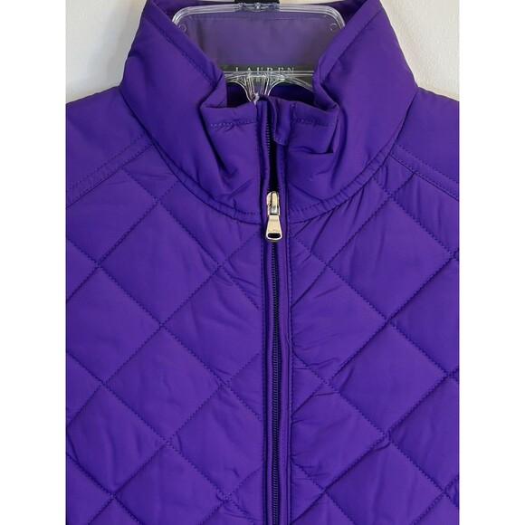 LAUREN RALPH LAUREN Purple Puffer Vest Women Medium Quilted Full Zip NEW! - Picture 5 of 11